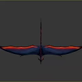 Mythical Flying Dragon Character With Red And Blue Wings And Spiked Tail In Flight