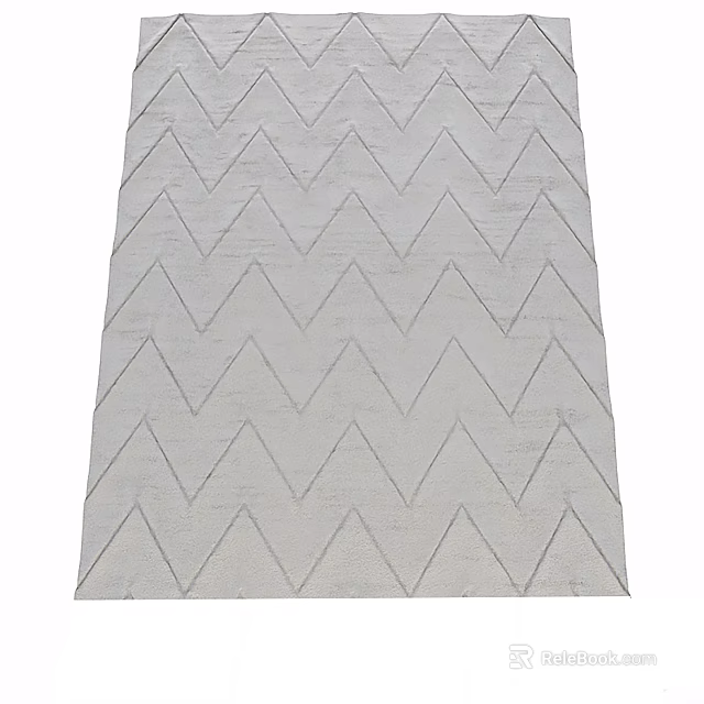 Modern Square Rug With Zigzag Pattern In Light Gray Neutral Contemporary Design 3d model