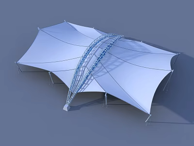 White Tensile Membrane Architectural Canopy With Metal Support Structure Design 3d model