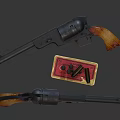 Vintage Revolvers With Red And Yellow Box And Ammunition Bullets