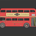 Red Double Decker Bus with Cream Tea and Bakery Sign and Global Treats Graphics