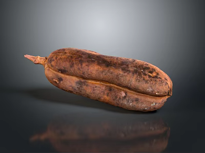Whole Brown Textured Tropical Fruit With Fresh Organic Look On Black Background With Reflection 3d model