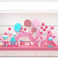 Playful Colorful Window Display Decoration With Large Lollipops Balloons Rainbow And BISO Letters