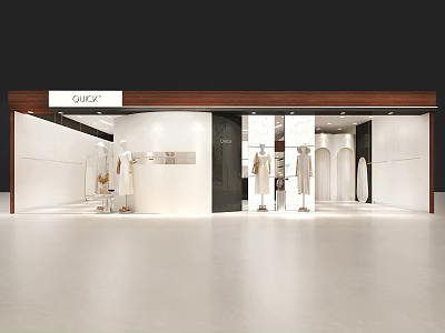 Stylish Modern Clothing Store Interior Featuring Mannequins Clothing Displays And Bright Lighting 3d model