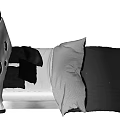 Cute Kids Bed with Panda Ear Headboard and Cartoon Eye Design Gray Bedding