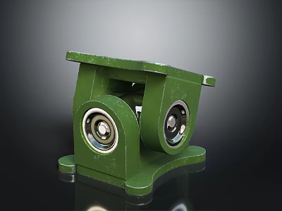 Green Mechanical Component With Double Bearings On Stable Metal Base Structure 3d model