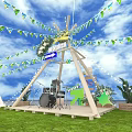 Outdoor Commercial Equipment Setup For Summer Evening Breeze Market With Metal Arch Tables And Chairs