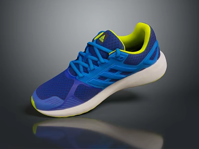 Blue And Yellow Sports Sneakers With Breathable Mesh Upper And White Sole 3d model