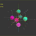3D Abstract Geometric Model With Pink Blue Spheres Grid Lines And Coordinates