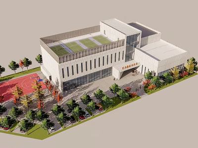 modern gymnasium building sports building 3d model