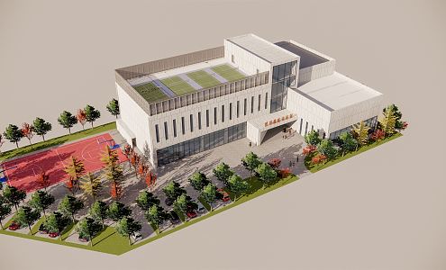 modern gymnasium building sports building 3d model