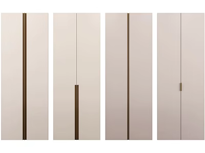 Modern Light Colored Cabinet Doors With Vertical Lines And Metal Handles 3d model