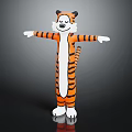 Cartoon Tiger Mascot Figure Standing With Open Arms Orange Black Stripes White Paws