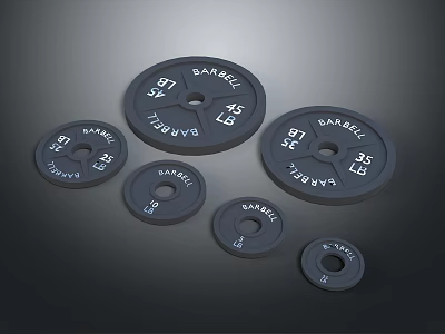 Durable Barbell Plates With Various Weight Sizes For Fitness Training Equipment 3d model