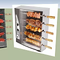 Electric Kitchen Meat Roaster Appliance Featuring Multiple Racks Raw Meat Slices Black Exterior Control Panel