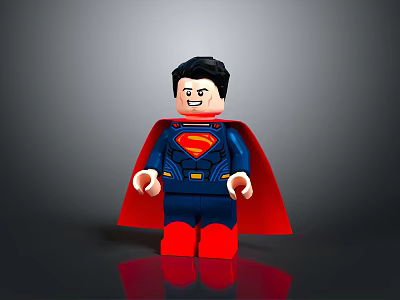 Lego Superman Action Figure With Blue Costume Red Cape And Superhero Logo 3d model