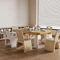 Kids Table With Chairs And Bookshelf In Indoor Playroom Learning Space