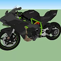 Sporty Modern Motorcycle With Aerodynamic Body Green Frame And Black Alloy Wheels