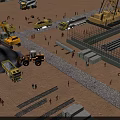 Busy Construction Site With Heavy Machinery Workers And Various Building Materials For Large Infrastructure Project