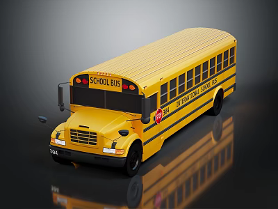 Yellow School Bus With School Bus Lettering Stop Sign And Windows 3d model