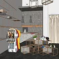 Modern Clothing Store Interior With Metal Display Racks And Hanging Lamps