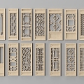 Chinese-style double-door wooden door 3d model