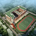 Modern School Building With Courtyard Design Roof Activity Area And Sports Field