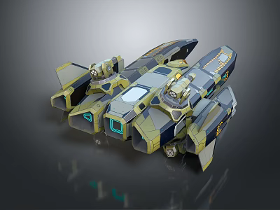 Futuristic Sci Fi Spaceship With Metallic Exterior Neon Blue Accents And Detailed Engine Parts 3d model