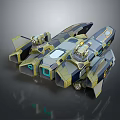 Futuristic Sci Fi Spaceship With Metallic Exterior Neon Blue Accents And Detailed Engine Parts