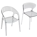 Modern Transparent Acrylic Leisure Chairs With Curved Back And Clear Frame Design