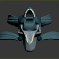 Blue Prehistoric Marine Creature Toy Figure With Open Mouth And Fins