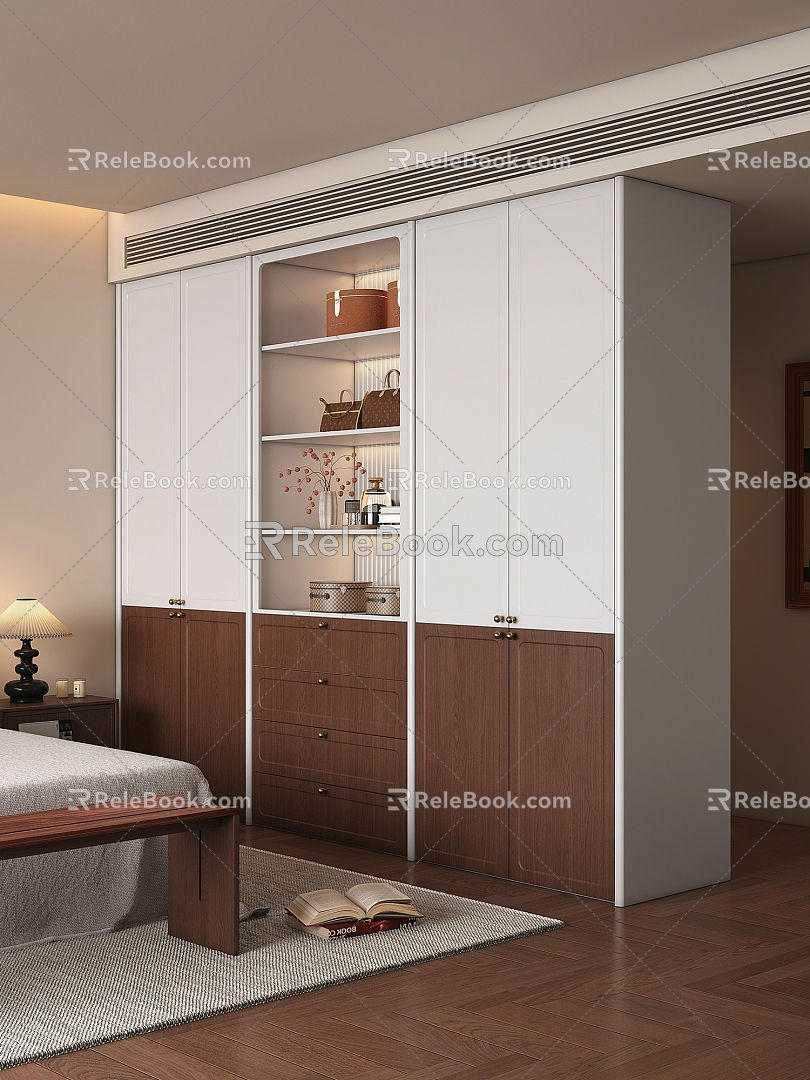 Wardrobe Bedroom Wardrobe New Chinese Style Wardrobe Master Bedroom Wardrobe Paint Wardrobe 3d model