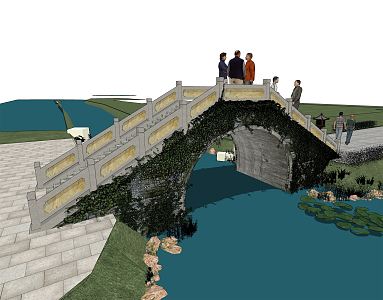 New Chinese-style bridge arch bridge 3d model