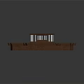 Cartoon Scene Wooden Display Platform With Red Pattern Panels And Transparent Pillars