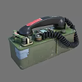Vintage Mobile Phone With Green Case Black Handset And Coiled Cord