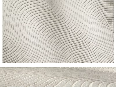 Light Beige Square Rug With Wavy Curved Lines And Soft Texture Design 3d model