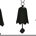 Three Multicolored Bell Pendants With Intricate Patterns Top Rings And Decorative Bottoms