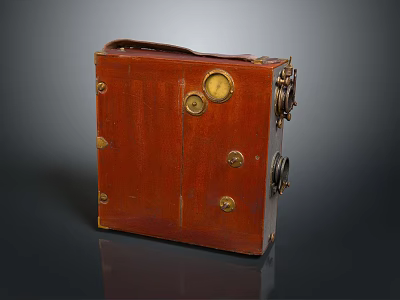 Vintage Computer With Wooden Case And Metal Knobs Classic Design 3d model