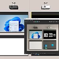Modern projection curtain projection curtain projector combination 3d model
