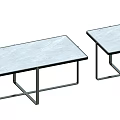 Two Modern Coffee Tables With Metal Frames And Smooth Marble Tops 3d model