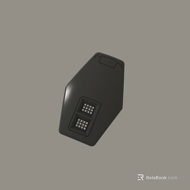 Modern Black Electronic Accessory With Dual Perforated Panels And Sleek Surface 3d model 
