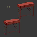 Modern Console Table With Sleek Top Metal Frame And Drawers For Entryway 3d model