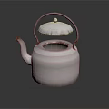 Shiny Silver Metallic Household Kettle With Lid And Handle For Kitchen Use