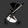 Black Modern Baby Stroller With Sleek Frame Comfortable Canopy And Wheels