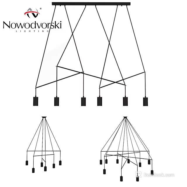 Nowodvorski Modern Geometric Structure Chandelier With Multiple Pendants Design 3d model 