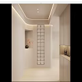 Minimalist Modern Entryway Hallway Interior Design With Glass Partition Decorative Vase And Recessed Lighting