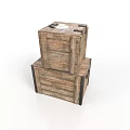 Vintage Wooden Crates Stacked Together On White Background With Rustic Wood Texture