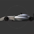Sleek Silver Single Seater Race Car With Large Rear Wing And Aerodynamic Design