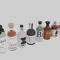 Creative Wine Bottles and Glasses Showcase with Unique Label Designs and Bottle Styles