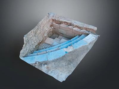 Ancient Stone Gate Structure With Stone Blocks And Steps In Historic Ruins 3d model